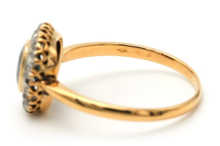 Bague 59 Bague Art déco en or jaune 18 carats, saphir et diamants 58 Facettes 23355
