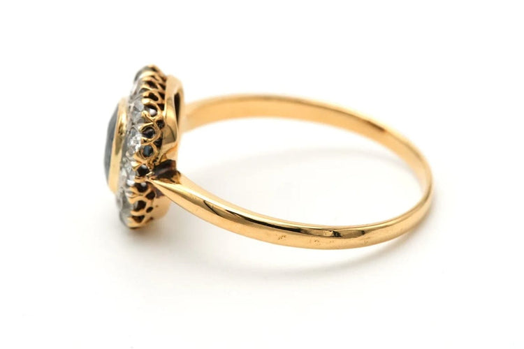 Bague 59 Bague Art déco en or jaune 18 carats, saphir et diamants 58 Facettes 23355
