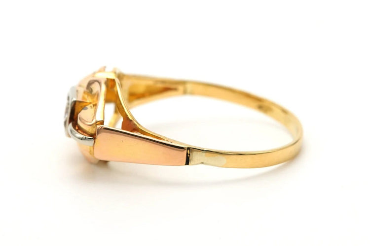 Bague 54 Art déco - Bague en or jaune et blanc 18 carats et diamant 58 Facettes B801