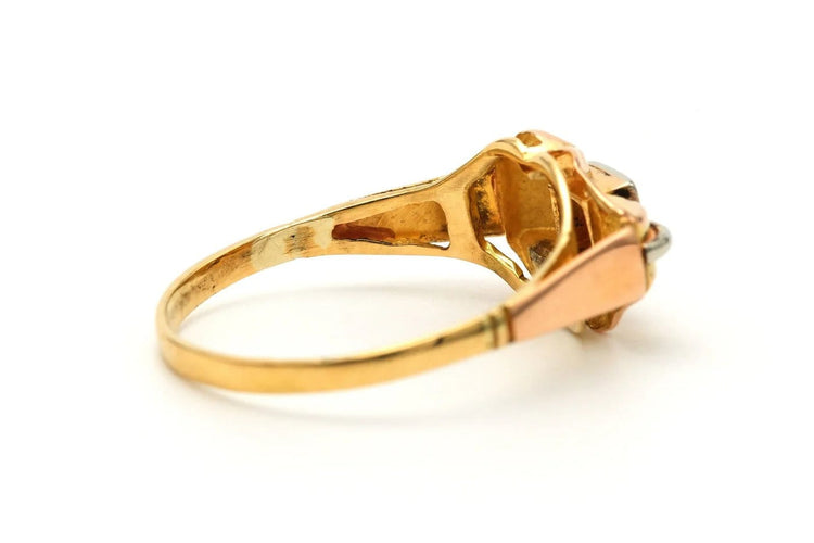 Bague 54 Art déco - Bague en or jaune et blanc 18 carats et diamant 58 Facettes B801