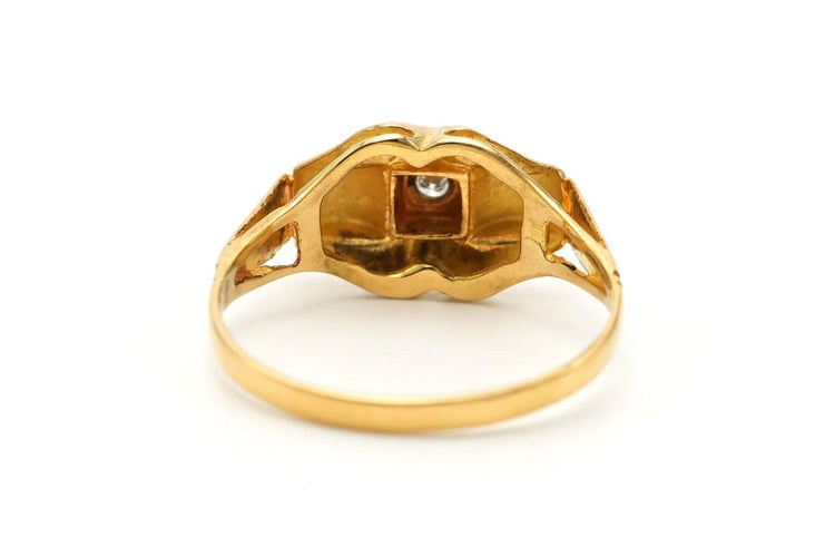 Bague 54 Art déco - Bague en or jaune et blanc 18 carats et diamant 58 Facettes B801