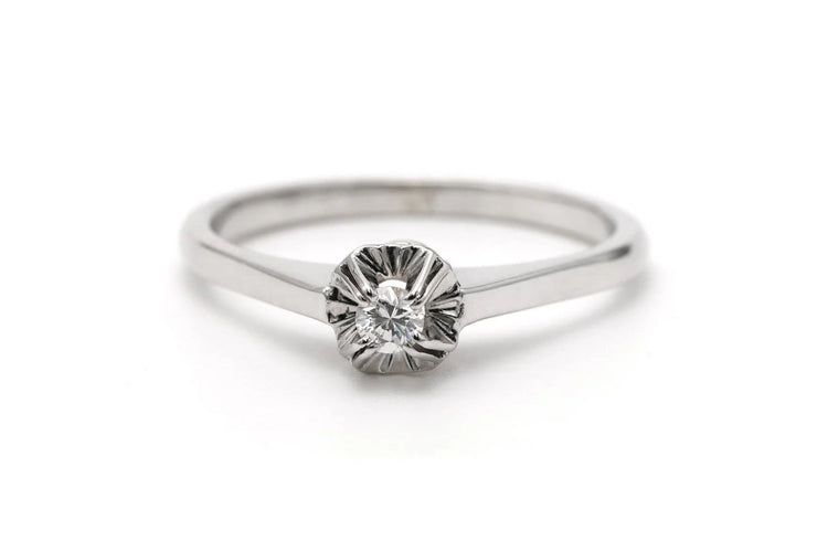 Bague 54 Art Déco - Bague en or blanc 18 carats et diamant taille brillant 58 Facettes 23336