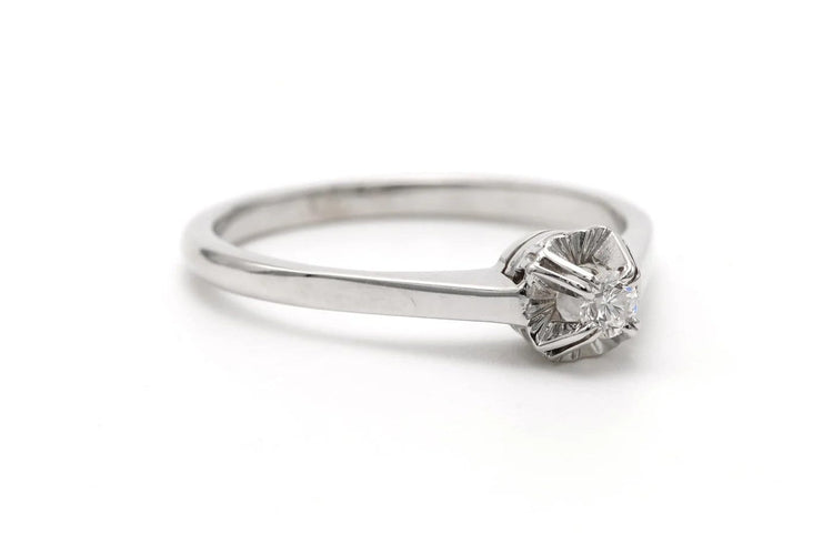 Bague 54 Art Déco - Bague en or blanc 18 carats et diamant taille brillant 58 Facettes 23336