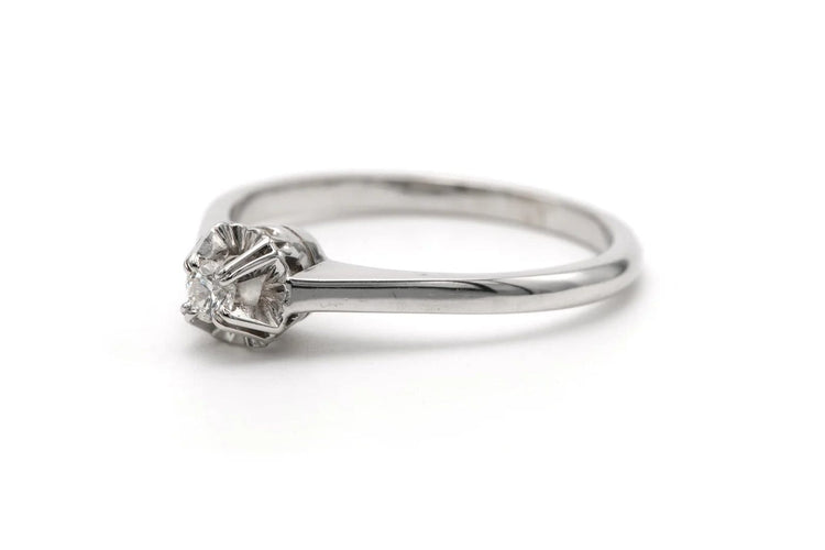 Bague 54 Art Déco - Bague en or blanc 18 carats et diamant taille brillant 58 Facettes 23336