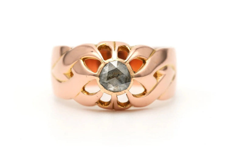 Bague 55 Art Déco - Bague en or jaune 18 carats sertie d’un diamant taille rose 58 Facettes B804