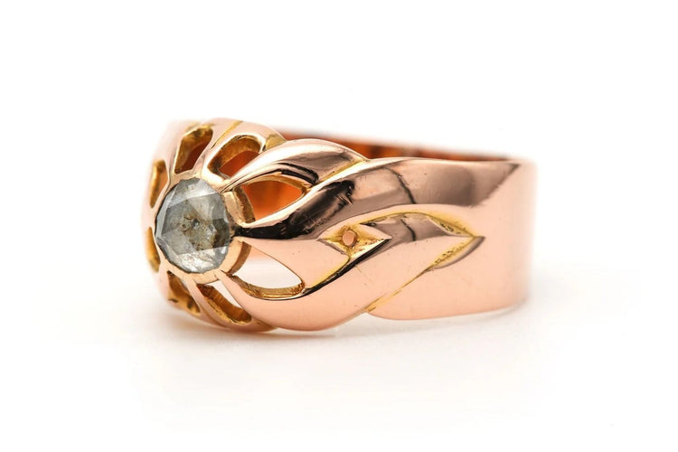 Bague 55 Art Déco - Bague en or jaune 18 carats sertie d’un diamant taille rose 58 Facettes B804