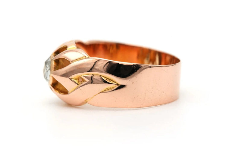 Bague 55 Art Déco - Bague en or jaune 18 carats sertie d’un diamant taille rose 58 Facettes B804