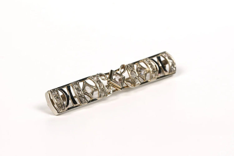 Broche Broche Art déco en or blanc 18 carats sertie de diamants taille rose 58 Facettes 21220