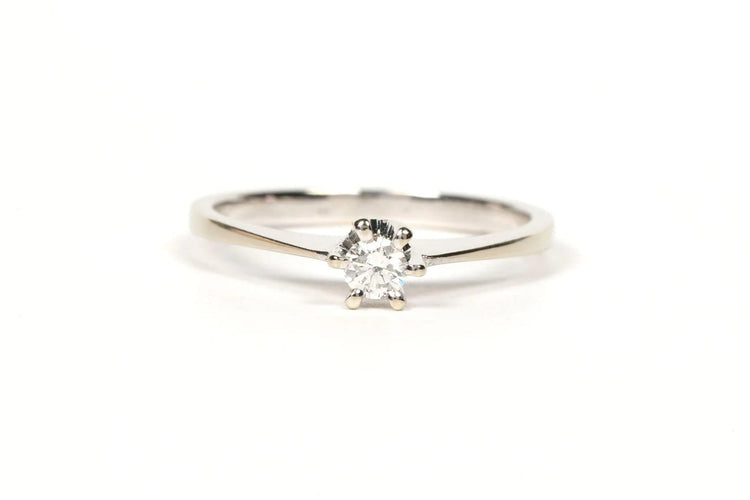 Bague 49 Solitaire - Bague en or blanc 18 carats et diamant taille brillant 0,11 ct 58 Facettes 21205