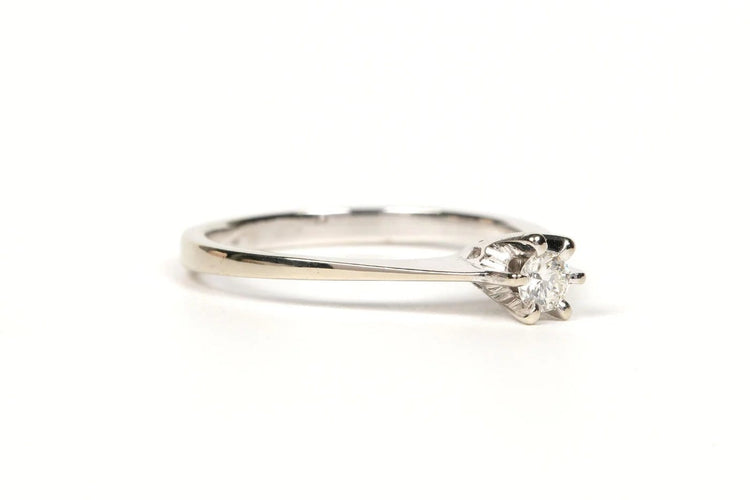 Bague 49 Solitaire - Bague en or blanc 18 carats et diamant taille brillant 0,11 ct 58 Facettes 21205