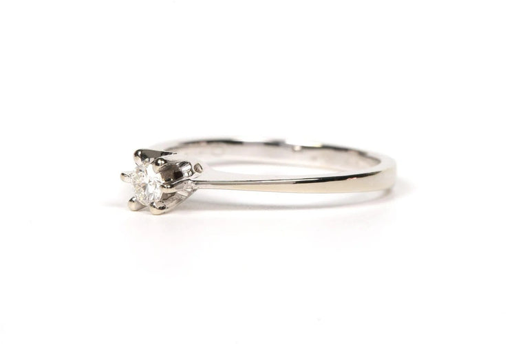 Bague 49 Solitaire - Bague en or blanc 18 carats et diamant taille brillant 0,11 ct 58 Facettes 21205