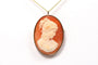 Pendentif Pendentif-broche années 50 en or jaune 14 carats et camée coquillage 58 Facettes 21437