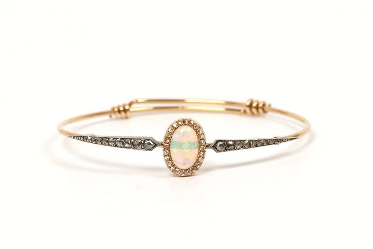 Bracelet Style Wolfers - Bracelet Art nouveau en or jaune 18 carats, opale et diamants 58 Facettes 21497