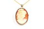Pendentif Broche pendentif années 70 en or jaune 18 carats, camée coquillage 58 Facettes B463