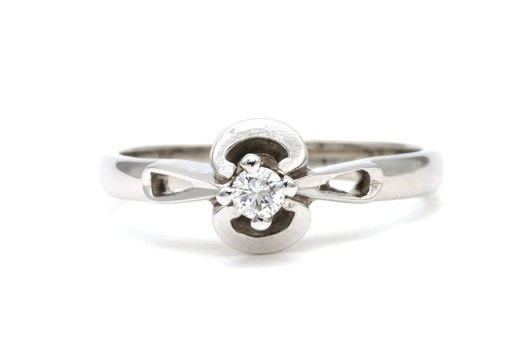 Bague 52 Art Déco - Bague solitaire en or blanc 18 carats et diamant 58 Facettes 21915