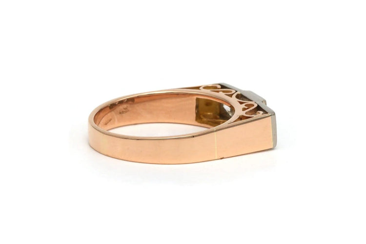 Bague 55 Bague Art déco en or jaune et blanc 18 carats avec diamants 58 Facettes 22095