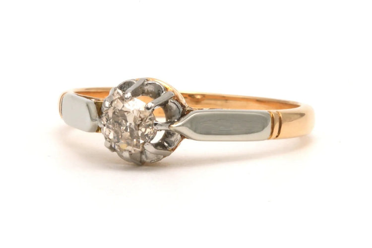 Bague 53 Bague Art déco en or jaune 18 carats sertie d’un diamant 0,28 ct 58 Facettes B225