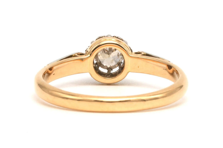 Bague 53 Bague Art déco en or jaune 18 carats sertie d’un diamant 0,28 ct 58 Facettes B225