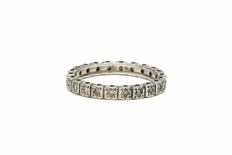 Bague 53 Art Déco - Bague en or blanc 18 carats sertie de diamants taille brillant 58 Facettes B504