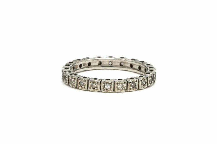 Bague 53 Art Déco - Bague en or blanc 18 carats sertie de diamants taille brillant 58 Facettes B504