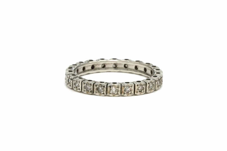 Bague 53 Art Déco - Bague en or blanc 18 carats sertie de diamants taille brillant 58 Facettes B504