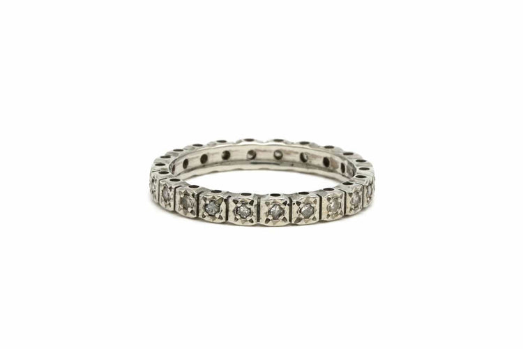 Bague 53 Art Déco - Bague en or blanc 18 carats sertie de diamants taille brillant 58 Facettes B504