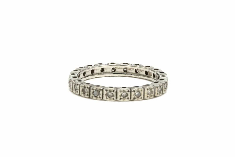 Bague 53 Art Déco - Bague en or blanc 18 carats sertie de diamants taille brillant 58 Facettes B504