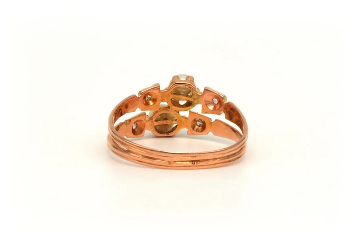 Bague 55 Bague Art nouveau en or jaune et or blanc 18 carats, perles et diamants 58 Facettes 21105
