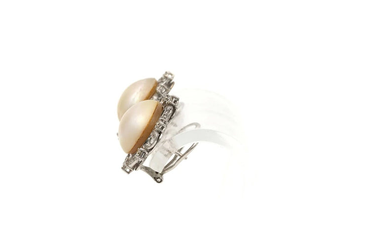 Boucles d'oreilles Art Déco - Boucles d’oreilles en or blanc 18 carats, perles et diamants 58 Facettes 20339