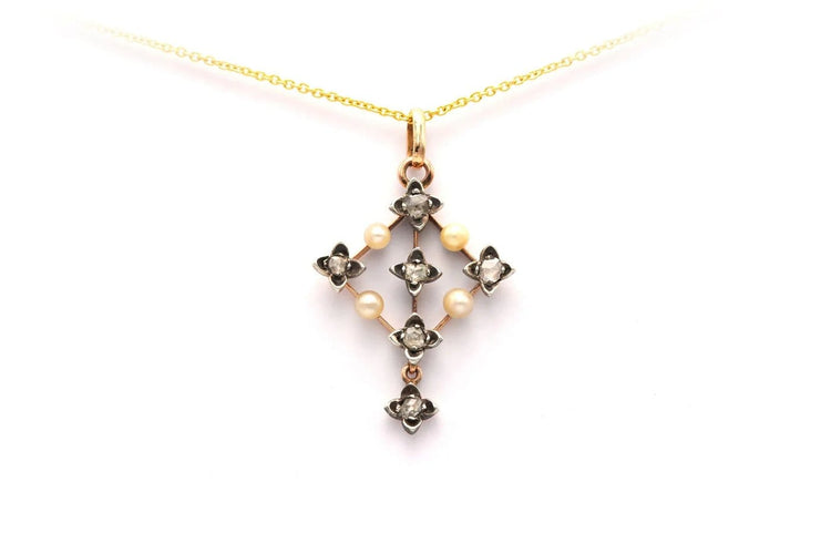 Pendentif Art nouveau - Pendentif en or jaune et blanc, perles et diamants 58 Facettes 20279