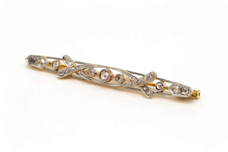 Broche Broche Art déco sertie de diamants en or blanc et jaune 18 carats 58 Facettes 20675