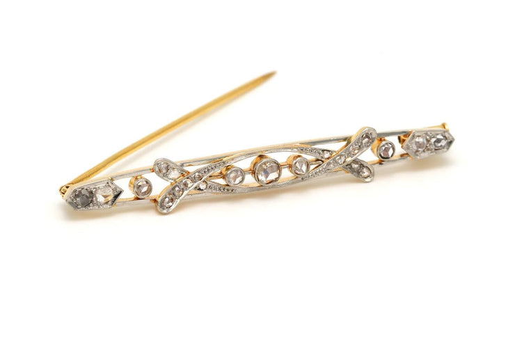 Broche Broche Art déco sertie de diamants en or blanc et jaune 18 carats 58 Facettes 20675