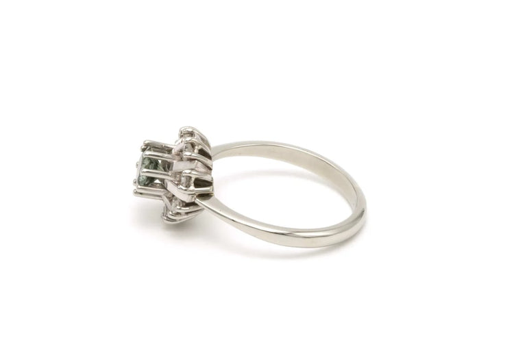 Bague 53 Bague années 50 en or blanc 18 carats, tourmaline et diamants 8/8 58 Facettes B518