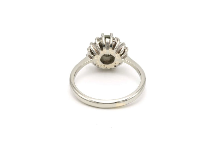 Bague 53 Bague années 50 en or blanc 18 carats, tourmaline et diamants 8/8 58 Facettes B518