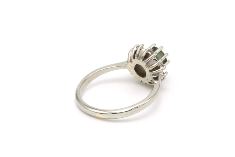 Bague 53 Bague années 50 en or blanc 18 carats, tourmaline et diamants 8/8 58 Facettes B518