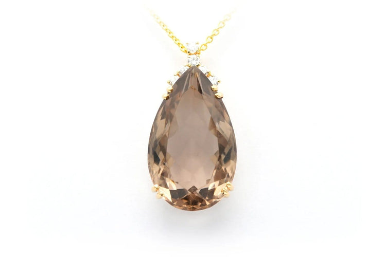 Pendentif Pendentif contemporain en or jaune 18 carats, quartz fumé et diamants 58 Facettes 22322
