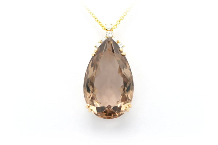 Pendentif Pendentif contemporain en or jaune 18 carats, quartz fumé et diamants 58 Facettes 22322