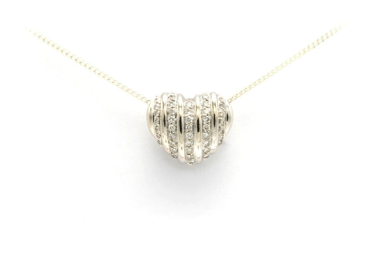 Pendentif Pendentif contemporain en or blanc 14 carats serti de diamants 58 Facettes B575