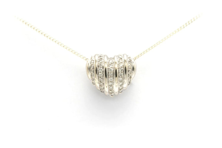 Pendentif Pendentif contemporain en or blanc 14 carats serti de diamants 58 Facettes B575
