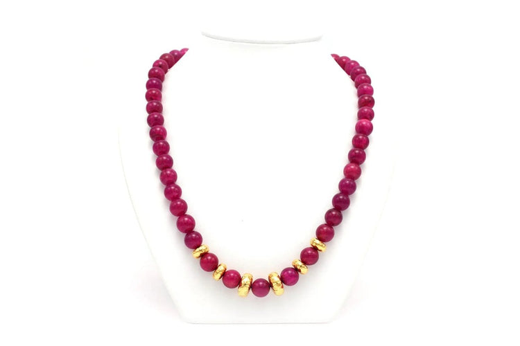 Collier Collier en or jaune 18 carats et perles de rubis 58 Facettes 21208