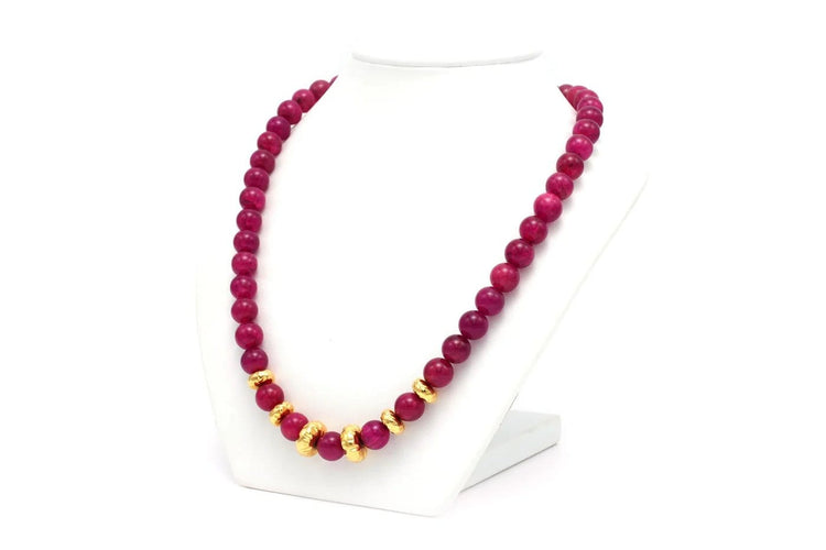 Collier Collier en or jaune 18 carats et perles de rubis 58 Facettes 21208