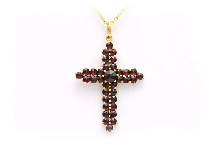 Pendentif Pendentif années 50 en or jaune 18 carats serti de grenats 58 Facettes B551