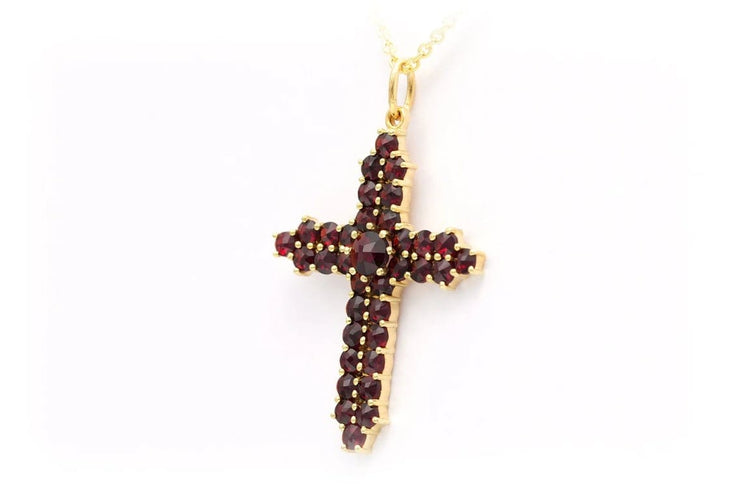 Pendentif Pendentif années 50 en or jaune 18 carats serti de grenats 58 Facettes B551