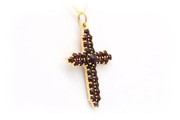 Pendentif Pendentif années 50 en or jaune 18 carats serti de grenats 58 Facettes B551