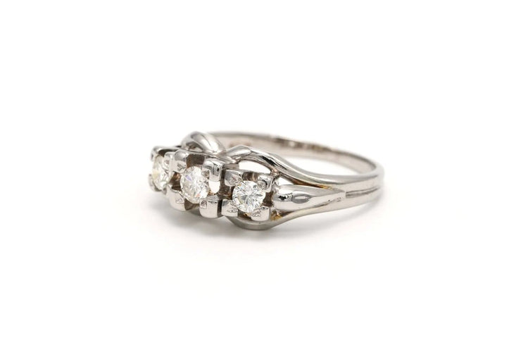 Bague 53 Bague Art déco en or blanc 18 carats sertie de diamants taille ancienne 58 Facettes 20428