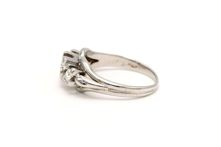 Bague 53 Bague Art déco en or blanc 18 carats sertie de diamants taille ancienne 58 Facettes 20428