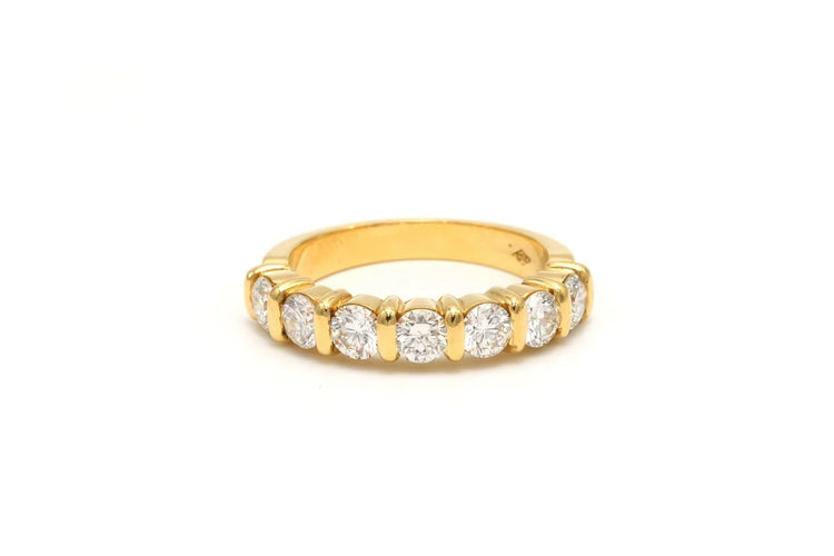 Bague 53 Alliance demi-américaine contemporaine en or jaune et diamants 58 Facettes 22349
