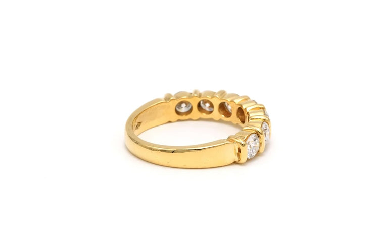 Bague 53 Alliance demi-américaine contemporaine en or jaune et diamants 58 Facettes 22349