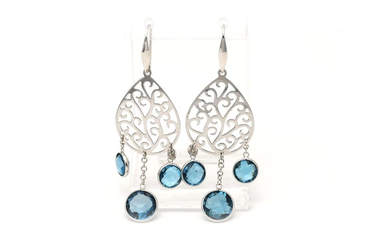 Boucles d'oreilles Boucles d’oreilles contemporaines en or blanc 18 carats et topazes 58 Facettes 22186