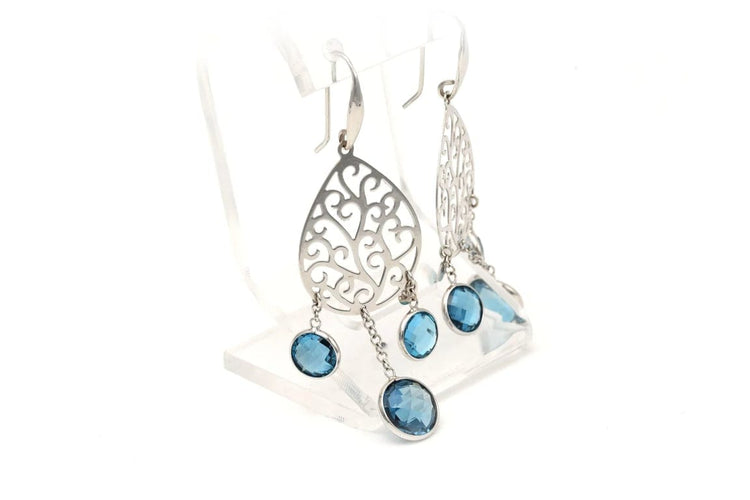 Boucles d'oreilles Boucles d’oreilles contemporaines en or blanc 18 carats et topazes 58 Facettes 22186